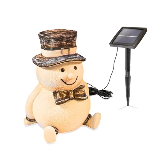Esotec Solarleuchte Schneemann für außen | Gartenfigur Fred mit Hut | Solar-Garten-Deko | LED Gartenbeleuchtung | Weiß von Esotec