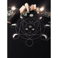 Hexenkatze Tarot Tischdecke Altartuch Wahrsagewerkzeug Wahrsagetuch Hexereizubehör Zauberei von EsotericUA