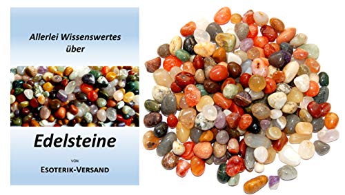 Edelsteine, bunte Trommelsteinmischung Indien, runde Steine, mini, 250 g-Beutel, incl. 36seitige Broschüre (31,80€/kg) von Esoterik-Versand