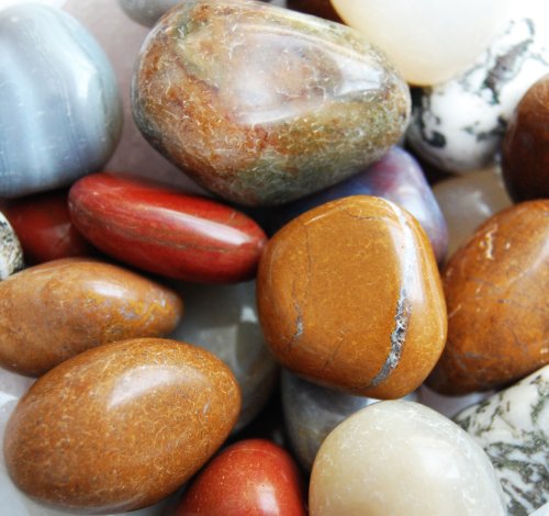 Edelsteine, polierte Trommelsteine, bunte Mischung, Größe ca. 2-3 cm, 1 kg-Beutel von Esoterik-Versand
