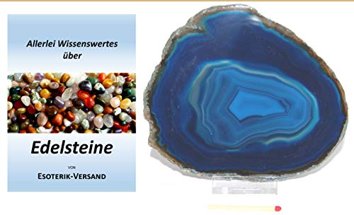 Esoterik-Versand Achatscheibe blau, Ø 10 bis 12 cm auf Ständer, incl. 36-seitige Broschüre von Esoterik-Versand