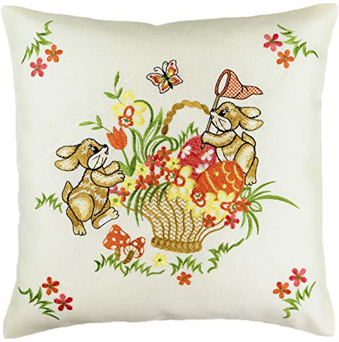 Espamira Kissenbezug Ostern Creme Kissen Hülle Osterkissen Pflegeleicht Polyester (Kissenhülle 40 x 40 cm) von Espamira