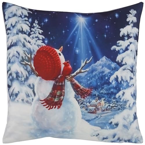 Espamira Kissenbezug Weihnachten 40x40 Schneemann Polarstern Kissenhülle Dekokissen Winter Stoff Weich Eckig Bedruckt Reißverschluss 100% Polyester von Espamira