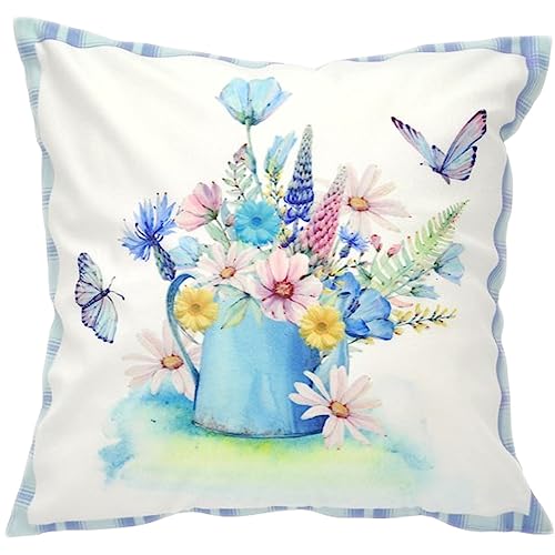 Espamira Kissenhülle 40x40 cm Blumen Gießkanne Blumen Kissenbezug Sommer Weich Hülle Kissen Bezug Sofakissen von Espamira