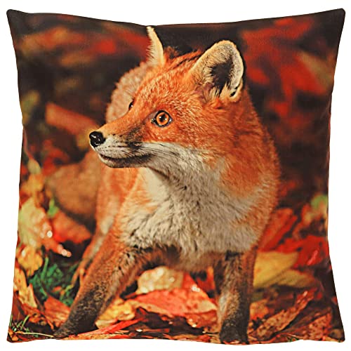 Espamira Kissenhülle 40x40 cm Fuchs Blätter Kissenbezug Fotokissen Herbst Kissen samtartig weich von Espamira