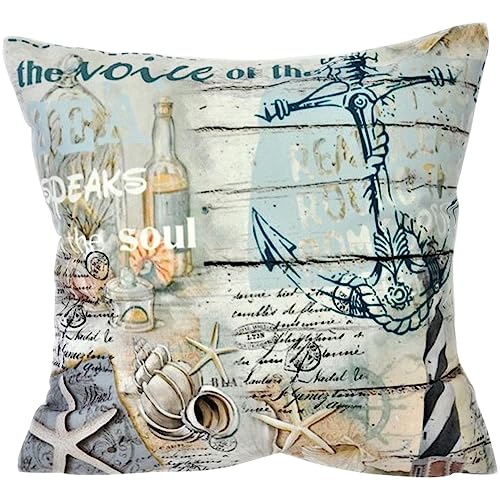 Espamira Kissenhülle Maritim 40x40 cm Anker Kissenbezug Weich Nautik Kissen Dekokissen 100% Polyester von Espamira