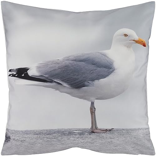 Espamira Kissenhülle Maritim 40x40 cm Möwe Hellgrau Kissenbezug Weich Meer Kissen Dekokissen Stoff Quadratisch Reißverschluss 100% Polyester von Espamira