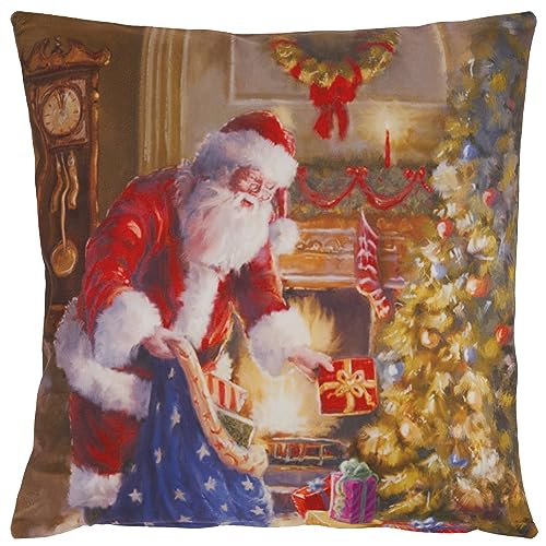 Espamira Kissenhülle Weihnachten 40x40 Kissenbezug Weihnachtsmann Bescherung Kissen Dekokissen Quadratisch Weihnachtskissen Stoff Deko Kissen Weich 100% Polyester von Espamira