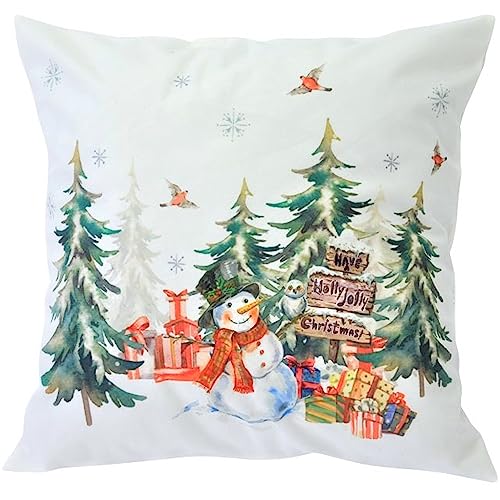 Espamira Kissenhülle Weihnachten 40x40 Weich Schneemann Holly Christmas Kissenbezug Weich Dekokissen Stoff von Espamira