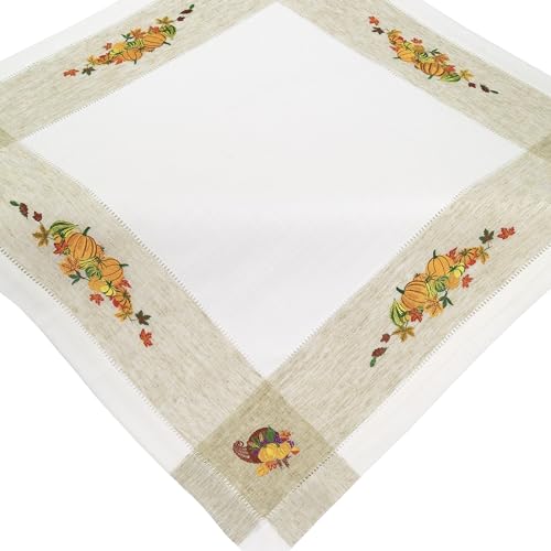 Espamira Mitteldecke 85x85 cm Leinenoptik Herbst Kürbis Decke Kürbisdecke Table Clothes Halloween Eckig Stoff Bestickt von Espamira