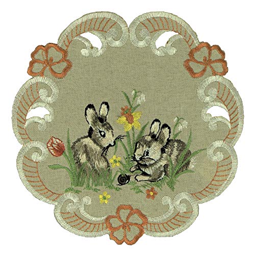 Espamira Ostern Beige Bunt Tischdecke Mitteldecke Ostertischdecke Rudi Osterdeko 100% Polyester (20 cm Tischdecke rund) von Espamira