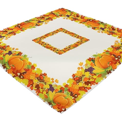 Espamira Tischdecke Herbst 85x85 Quadratisch Blätter Kürbis Decke Halloween Stoff Eckig Bedruckt Mitteldecke Herbsttraum 100% Polyester Pflegeleicht von Espamira