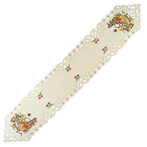 Espamira Tischdecke Ostern Creme Mitteldecke Decke Osterdecke Pflegeleicht Polyester (Tischband 30 x 160 cm) von Espamira