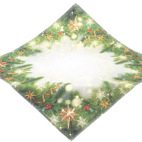 Espamira Tischdecke Weihnachten 85x85 Tannengrün Quadratisch Mitteldecke Weihnachtstischdecke Stoff Eckig Bedruckt Decke Grün Bunt 100% Polyester Pflegeleicht von Espamira