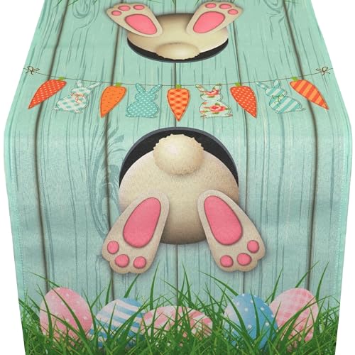 Espamira Tischläufer Ostern Waschtag Tischdecke Decke Oster Läufer Türkis Stoff Eckig Bedruckt Ostertischdecke Frühling 100% Polyester (40 x 85 cm) von Espamira