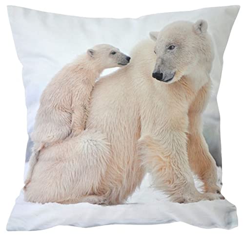 Espamira Kissenhülle 40x40 cm Eisbären Kissenbezug Kissen Animal Dekokissen Kuschelkissen 100% Polyester von Espamira