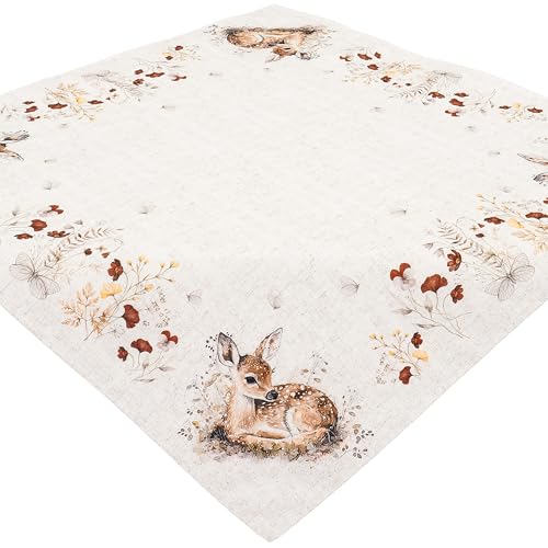 Tischdecke Bügelfrei Mitteldecke Stoff Herbstlich Tischwäsche Rehkitz Blätter Pflegeleicht Waschbar (85 x 85 cm (Quadratisch)) Tischdecke Bügelfrei Mitteldecke Stoff Herbstlich Tischwäsche Rehkitz Blätter Pflegeleicht Waschbar (85 x 85 cm (Quadratisch)) von Espamira