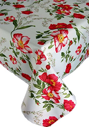 Tischdecke Eckig 130x160 cm Pflegeleicht Tischtuch Gartentischdecke Red Flower Blumendecke Küchendecke von Espamira