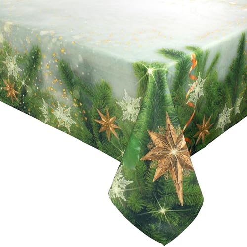 Tischdecke Weihnachten Weihnachtstischdecke Tafeltuch Tischwäsche Pflegeleicht Stoff 130 x 170 Waschbar Grün von Espamira
