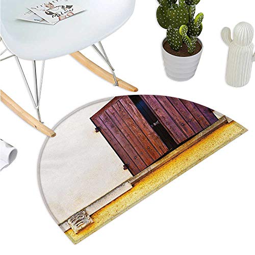 Country Halbrunde Kissen Bild eines Leuchtturms und Angelboot bei Sonnenuntergang mit Möwen in Pastellfarben Art Entry Fußmatte H 40 x T 60 cm Multi H 51.1" xD 76.7" Color05 von Esperanza