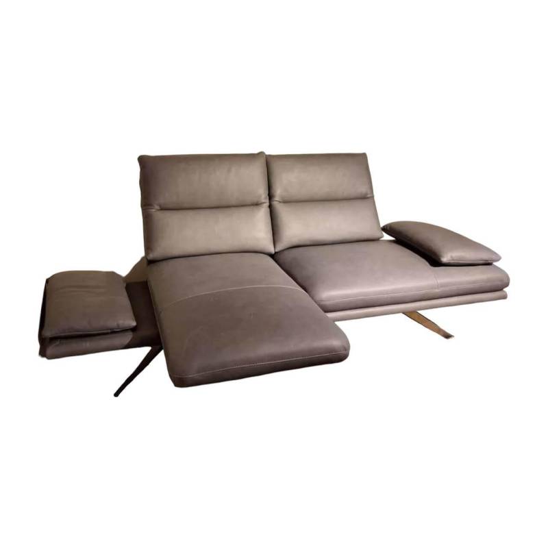 Sofa No 1 Elias Bezug Leder W10 L30 Grau Füße Chrom von DFM