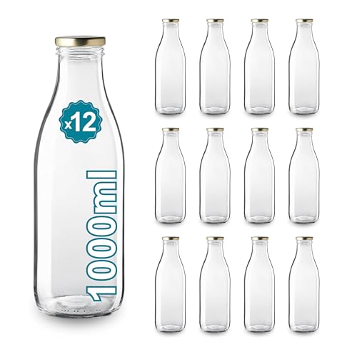 Espirito Rebelde 1000 ml leere Glasflaschen mit Deckel - Glasflaschen für Saft, Milch, Grill, Saucen - Ideal für Picknicks, Hochzeiten und Partys Espirito Rebelde 1000 ml leere Glasflaschen mit Deckel - Glasflaschen für Saft, Milch, Grill, Saucen - Ideal für Picknicks, Hochzeiten und Partys von Espirito Rebelde