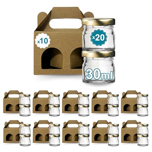 Espirito Rebelde 20 leere Einmachgläser mit Deckel 30 ml mit 10 Pappschachteln für 2 Marmeladengläser inkl. goldfarbenem Schraubdeckel, für Marmeladen, Einkochen, Honig Espirito Rebelde 20 leere Einmachgläser mit Deckel 30 ml mit 10 Pappschachteln für 2 Marmeladengläser inkl. goldfarbenem Schraubdeckel, für Marmeladen, Einkochen, Honig von Espirito Rebelde