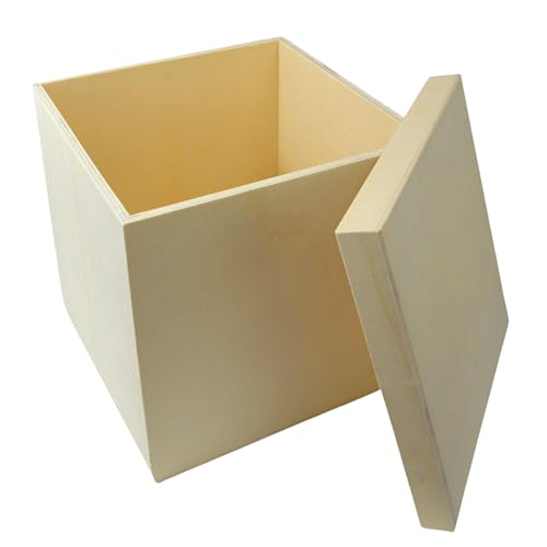 Espirito Rebelde Quadratische Aufbewahrungsbox aus Holz, 265 x 265 x 250 mm, Holzkiste Mit Deckel, Aufbewahrungskisten, Holzbox von Espirito Rebelde