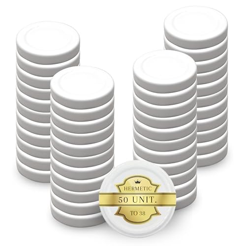 Universal-Deckel aus Metall, 50 Stück – 38 mm: weiße Deckel für Einmachgläser, Marmeladengläser, Universaldeckel, Ersatzdeckel von Espirito Rebelde