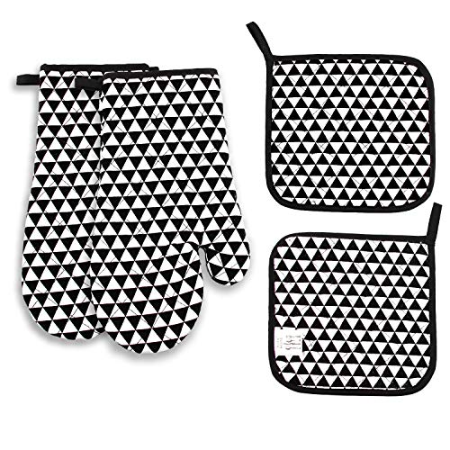 Ofenhandschuhe Topflappen Set, Topfhandschuhe Topflappen Set, Ofenhandschuhe Baumwolle, Ofenhandschuhe Hitzebestaendig, Backofenhandschuhe für Kochen, Backen, Grillen von Esportic