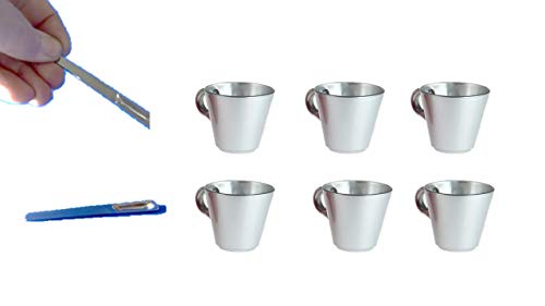 Espresso-Tassen mit Henkel, 6 Stück, 80 ml S+ 6 Edelstahllöffel von Espresso