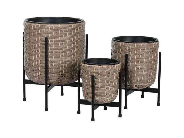 Esprit, Blumentopf, Set of Planters Home Metal polypropylene Rattan 39 x 39 x 49 cm (35 cm) von Esprit-Home
