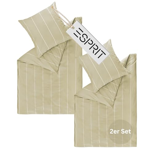 Esprit Home Premium Bettwäsche 135x200 Baumwolle 4teilig Beige - Bettwäsche-Sets 4tlg bestehend aus 2 Bettwäschebezügen 135x200cm - inkl. 2 Kopfkissenbezug 80x80cm - Öko-Tex Zertifiziert von Esprit Home