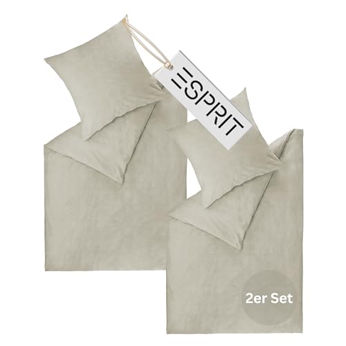 Esprit Home Premium Bettwäsche 135x200 Baumwolle 4teilig Grau - Bettwäsche-Sets 4tlg bestehend aus 2 Bettwäschebezügen 135x200cm - inkl. 2 Kopfkissenbezug 80x80cm - Öko-Tex Zertifiziert von Esprit Home