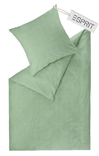 Esprit Home Premium Bettwäsche 135x200 Baumwolle 4teilig Grün - Bettwäsche-Sets 4tlg bestehend aus 2 Bettwäschebezügen 135x200cm - inkl. 2 Kopfkissenbezug 80x80cm - Öko-Tex Zertifiziert von Esprit Home
