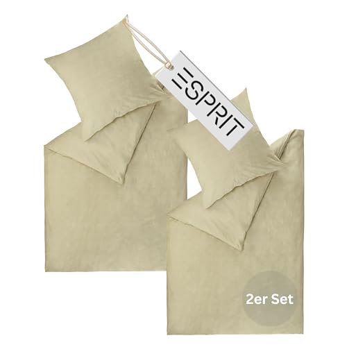Esprit Home Premium Bettwäsche 140x200 Baumwolle 4teilig Beige - Bettwäsche-Sets 4tlg bestehend aus 2 Bettwäschebezügen 140x200cm - inkl. 2 Kopfkissenbezug 70x90cm - Öko-Tex Zertifiziert von Esprit Home
