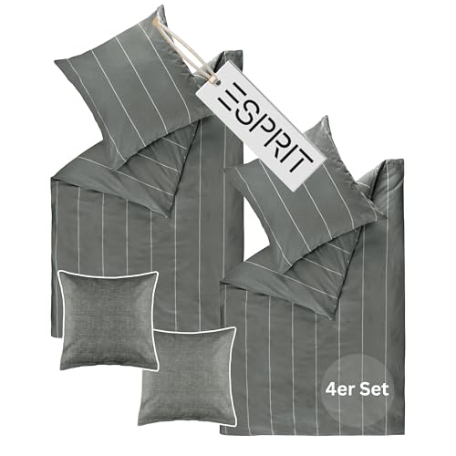 Esprit Home Premium Bettwäsche 135x200 Baumwolle Anthrazit - Spar Bettwäsche-Sets bestehend aus 2 Bettwäschebezüge 135x200cm - inkl. 2 Kopfkissenbezüge 80x80cm + 2er Pack Kissenbezüge 40x40 Esprit Home Premium Bettwäsche 135x200 Baumwolle Anthrazit - Spar Bettwäsche-Sets bestehend aus 2 Bettwäschebezüge 135x200cm - inkl. 2 Kopfkissenbezüge 80x80cm + 2er Pack Kissenbezüge 40x40 von Esprit Home