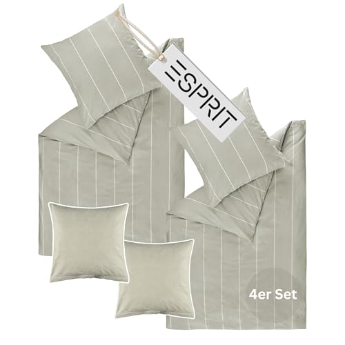Esprit Home Premium Bettwäsche 135x200 Baumwolle Grau - Spar Bettwäsche-Sets bestehend aus 2 Bettwäschebezüge 135x200cm - inkl. 2 Kopfkissenbezüge 80x80cm + 2er Pack Kissenbezüge 40x40 Esprit Home Premium Bettwäsche 135x200 Baumwolle Grau - Spar Bettwäsche-Sets bestehend aus 2 Bettwäschebezüge 135x200cm - inkl. 2 Kopfkissenbezüge 80x80cm + 2er Pack Kissenbezüge 40x40 von Esprit Home