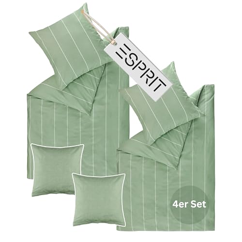 Esprit Home Premium Bettwäsche 140x200 Baumwolle Grün - Spar Bettwäsche-Sets bestehend aus 2 Bettwäschebezüge 140x200cm - inkl. 2 Kopfkissenbezüge 80x80cm + 2er Pack Kissenbezüge 40x40 Esprit Home Premium Bettwäsche 140x200 Baumwolle Grün - Spar Bettwäsche-Sets bestehend aus 2 Bettwäschebezüge 140x200cm - inkl. 2 Kopfkissenbezüge 80x80cm + 2er Pack Kissenbezüge 40x40 von Esprit Home