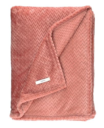 Esprit Premium Kuscheldecke 150x200cm - Oeko-TEX Wohndecke Flauschig - Große Tagesdecke Microfaser - Weiche Sofadecke Fleecedecke - Decke XXL Rosa von Esprit Home