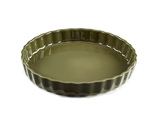 ESPRIT DE CUISINE - Auflaufform für Torte aus Keramik – leicht zu lösen – Emaille kratzfest – leicht zu reinigen – hergestellt in Frankreich – 1,8 l – 28 x 28 x 4 cm außen – Grün Khaki von Esprit de Cuisine