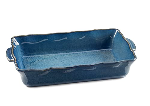 ESPRIT DE CUISINE - Auflaufform, rechteckig, aus Keramik, ergonomische Griffe, kratzfest, leicht zu reinigen, hergestellt in Frankreich, 1 l, 25,7 x 15,2 x 5,5 cm, außen – Blau von Esprit de Cuisine