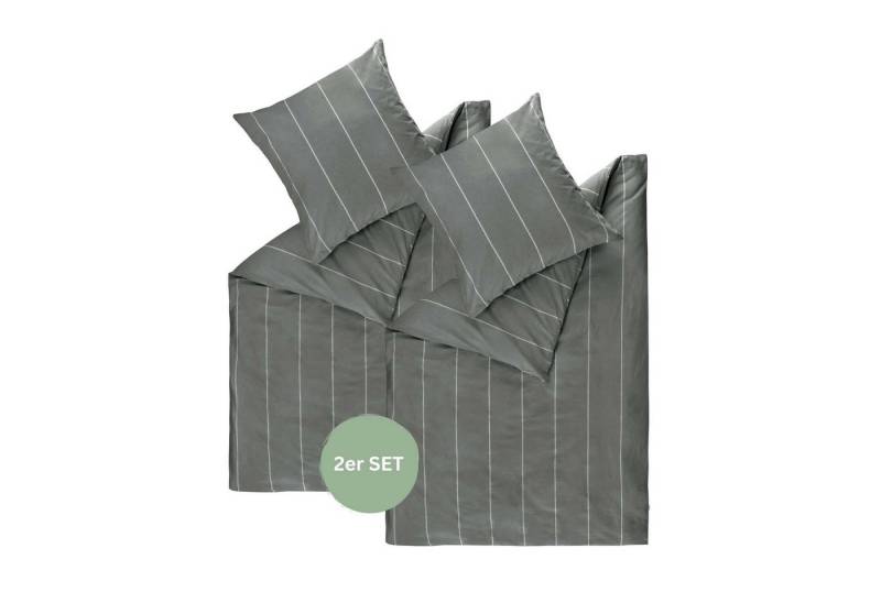 Esprit Bettwäsche HARPLINES Renforcé Kissenbezüge und Bettwäsche, Baumwolle, 2 teilig, 140 x 200 cm - 2er Set in Anthrazit von Esprit