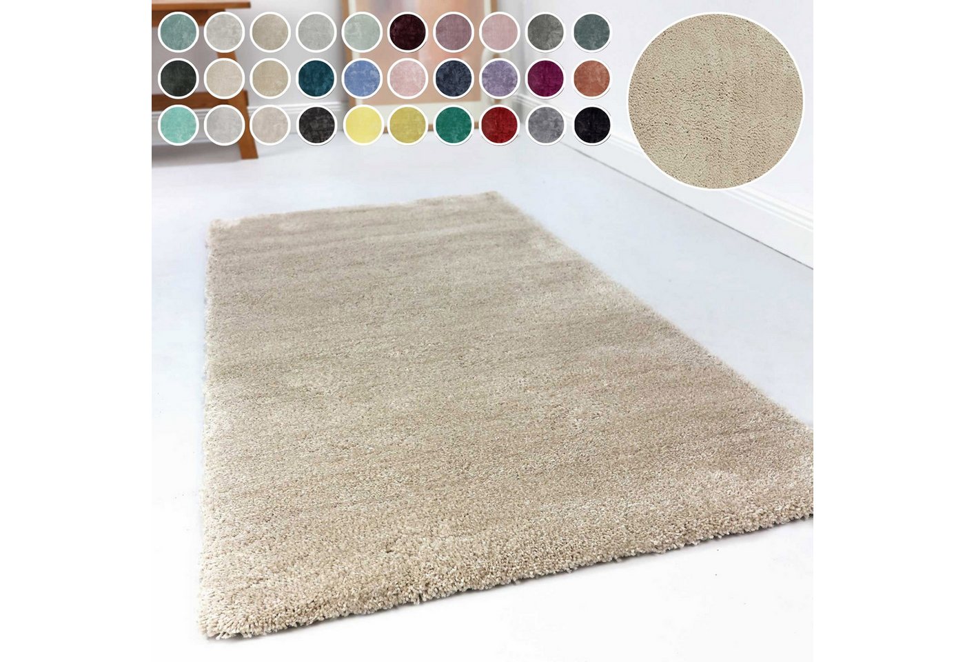 Esprit Hochflor-Teppich Relaxx ESP-4150, rund, Höhe: 25 mm, Wohnzimmer, sehr große Farbauswahl, weicher dichter Hochflor von Esprit