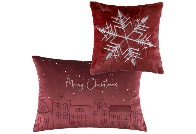 Esprit Kissenhülle TOWN Zierkissenhülle Weihnachten, (1 Stück), in Rot von Esprit