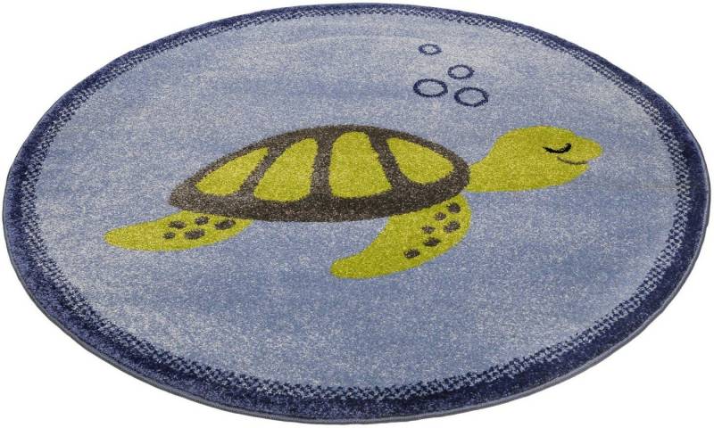 Esprit Kinderteppich Turtle ESP-40170, rund, Höhe: 13 mm, Kurzflorteppich mit Schildkröten Motiv von Esprit