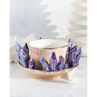 Handgemachte Aura Kristall Tasse Und Untertasse Set Einzigartiges Keramik Geschenk Für Teeliebhaber Handgemachte Aura Kristall Tasse Und Untertasse Set Einzigartiges Keramik Geschenk Für Teeliebhaber von EssaraiCeramics