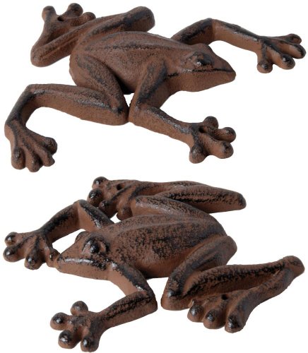 3 Stück Esschert Design Gartenfigur, Skulptur Frosch aus Gusseisen, sortiert, ca. 14 cm x 12 x 1,7 cm von Esschert Design BV