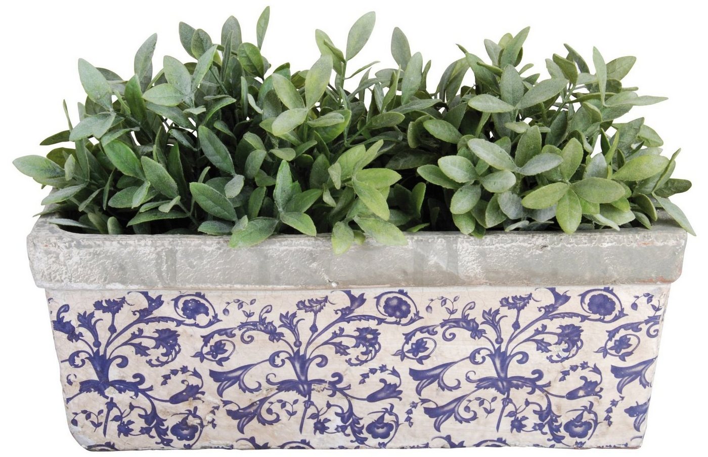 esschert design Blumenkasten (Set, 2 St), Balkonkasten, aus Keramik in blau-weiß, 40 x 16 x 15 cm von esschert design
