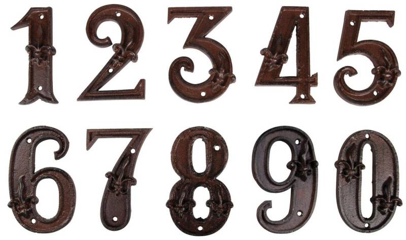 esschert design Hausnummer, (Set, 3 St), Hausnummer 113 Gusseisen mit Lilien Muster ca 12cmx8,5cm von esschert design